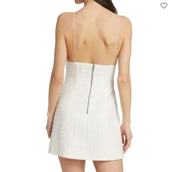Alice + Olivia Carli Tweed Mini Empire Dress in White NWT - Picture 3 of 8